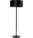 Masterlight Vloerlamp met velours cilinder kap en ronde voet -153cm- Zwart/goud