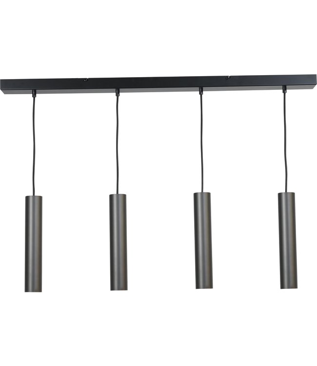 4 lichts hanglamp met strakke vormgeving -100cm- Zwart