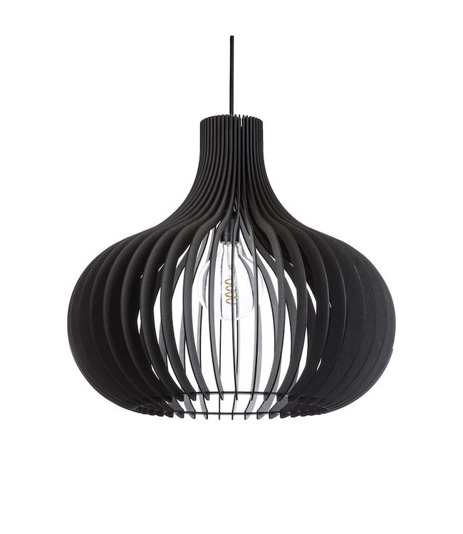 Hanglamp opengewerkt hout -60cm- Zwart