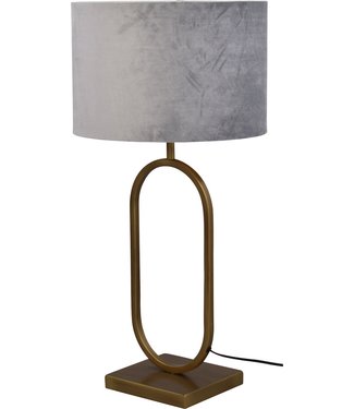 Licht & Accessoires Ovale tafellamp brass-h73cm-kap grey velours -ø37cm