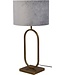 Toplicht Ovale tafellamp brass-h78cm-kap grey velours -ø35cm