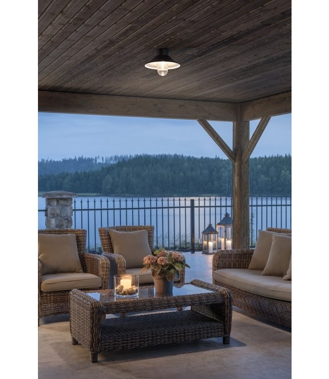 Zwarte strakke plafond LED buitenlamp 2 jr garantie