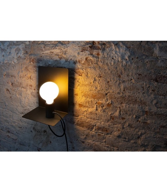 Bedlampje e27 met magneet-Zwart-met telefoon plankje