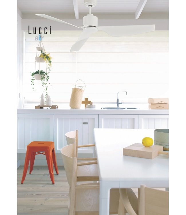 Strakke rustige 3blads ventilator met afstandsbediening en licht -127cm-Wit