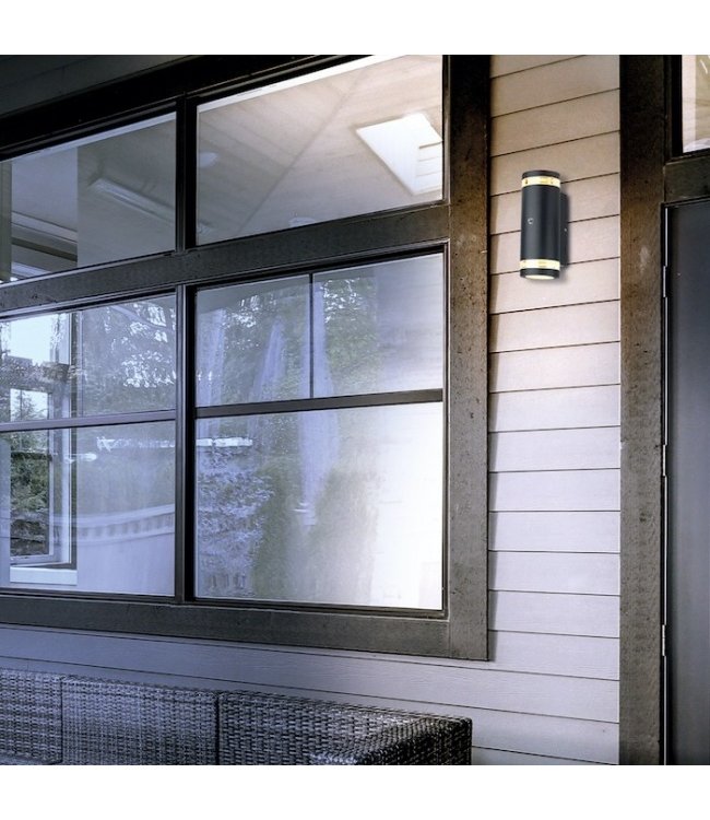 wandlamp zwart met sensor rond