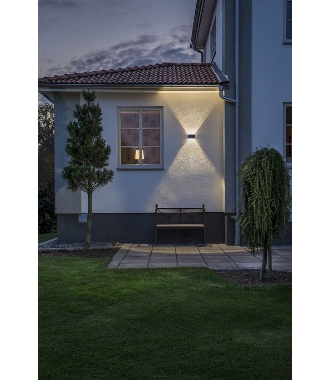 Wandlamp ovaal rond antraciet met 3 ledbundels voor buiten