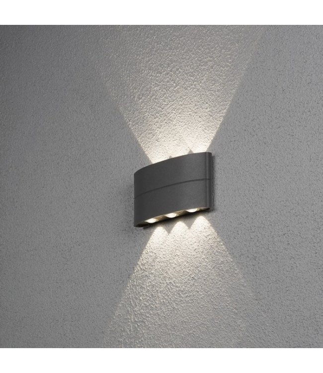 Wandlamp ovaal rond antraciet met 3 ledbundels voor buiten