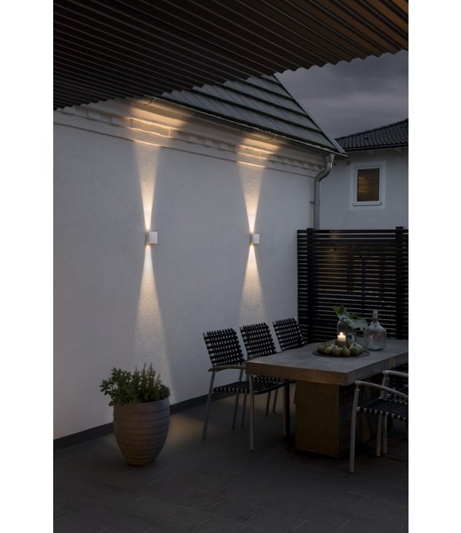 Wandlamp ovaal rond wit met led voor buiten