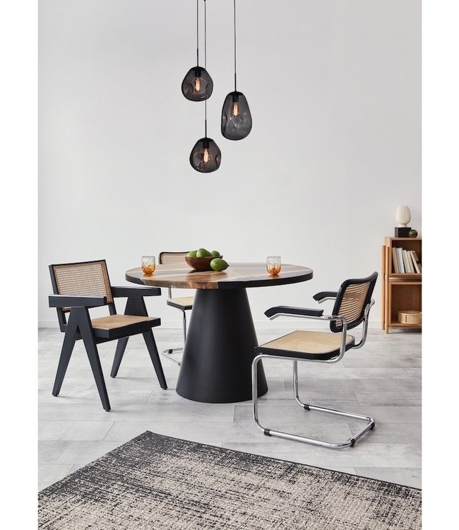 Hanglamp 5lichts -50cm- in een hotelchique stijl met gedeukt glas