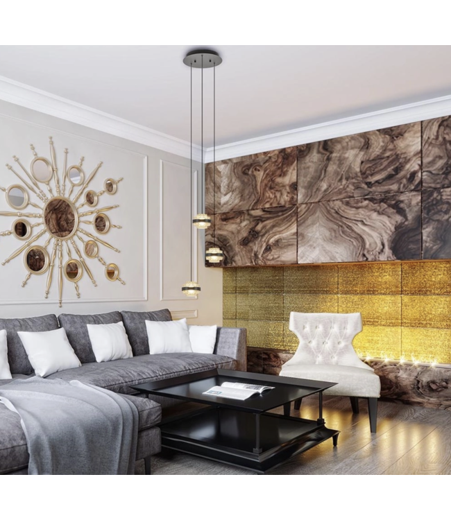 Dimbare hanglamp 3 lichts op ronde plaat
