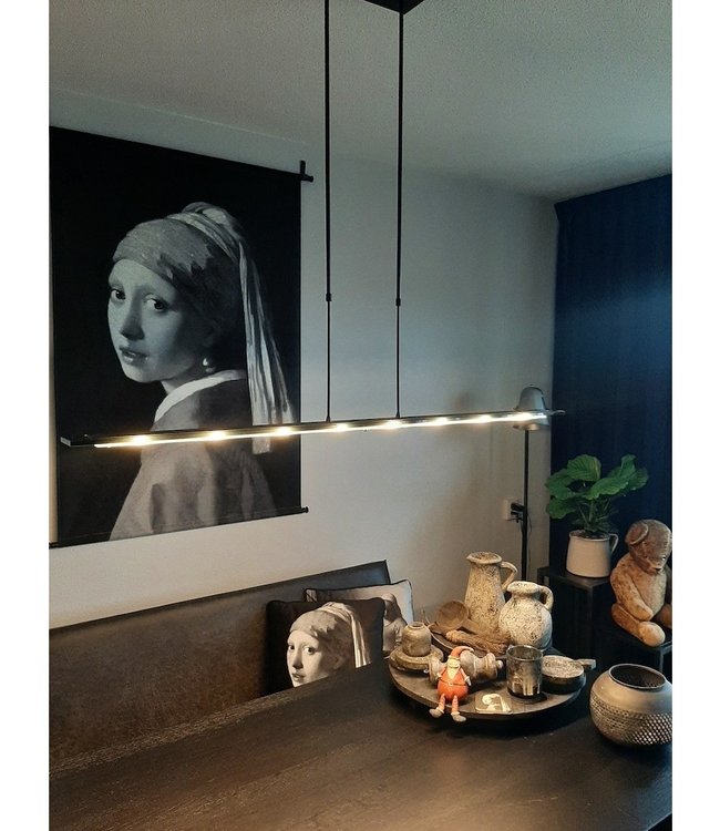 Led smoke glasplaat all black frame-130cm- met push dimmer