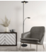 Zwarte uplighter+leesarm dim to warm met kantelbare kap