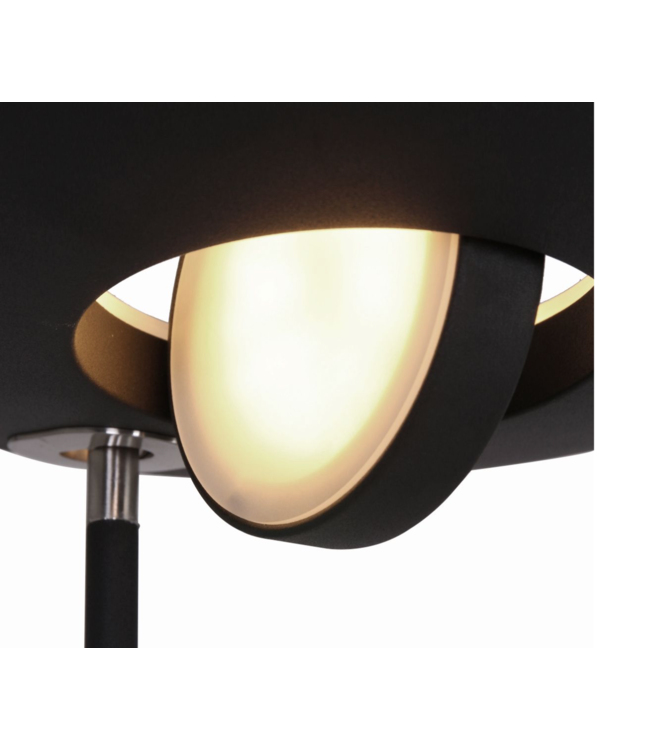 Zwarte uplighter+leesarm dim to warm met kantelbare kap
