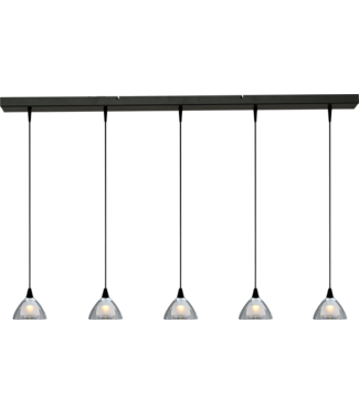 Masterlight Hanglamp zwart 5 lichts led dubbel glas