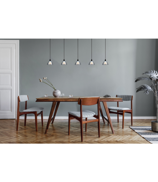 Stijlvolle 5 lichts led hanglamp DTW met dubbel glas -130cm-zwart