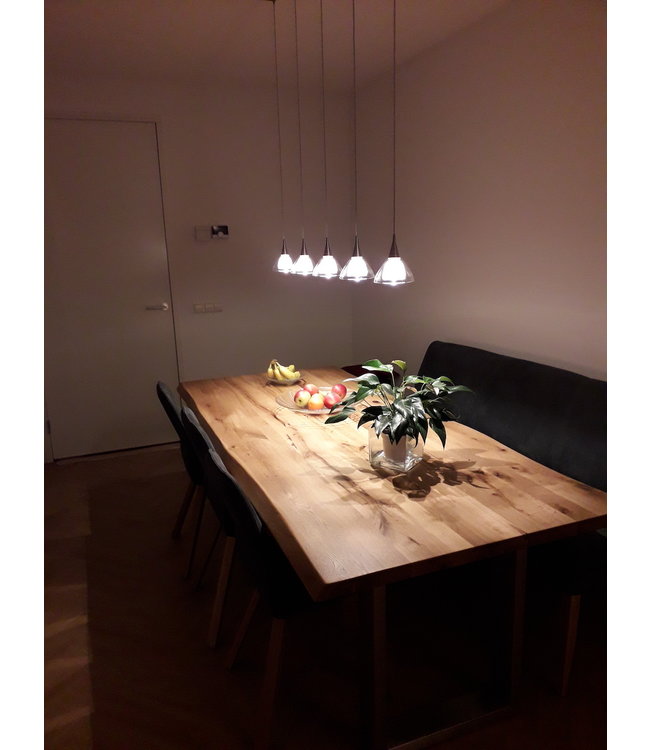 Stijlvolle 5 lichts led hanglamp DTW met dubbel glas -130cm-zwart