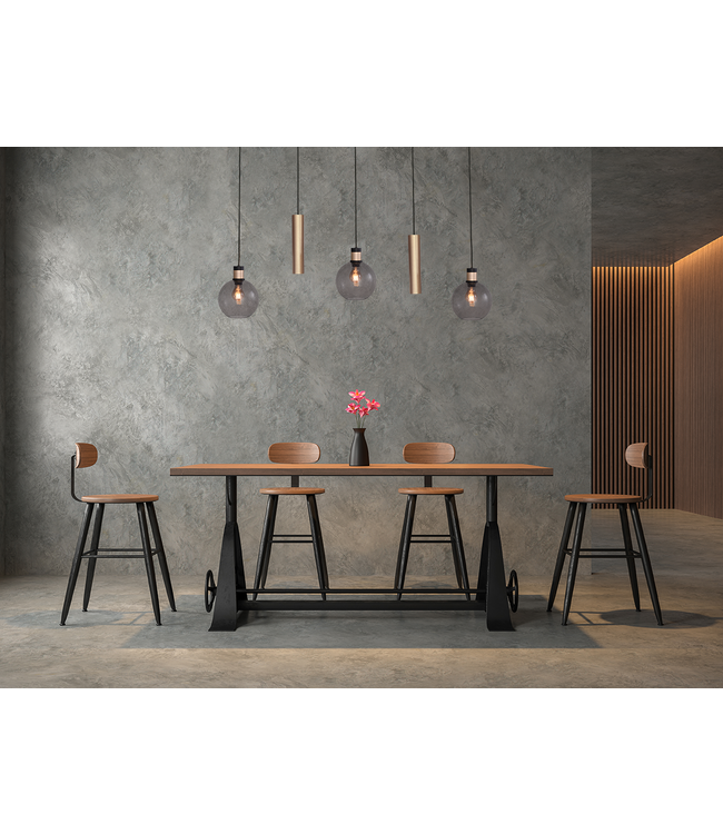 Hanglamp 130cm 3 smoke glazen met 2 spots