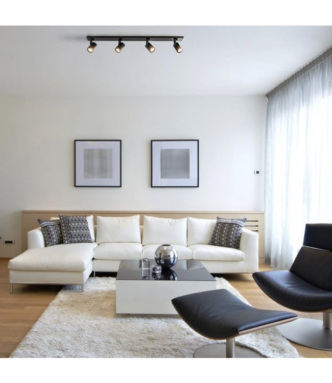 Langwerpige mat zwarte 4 lichts led spot-91cm