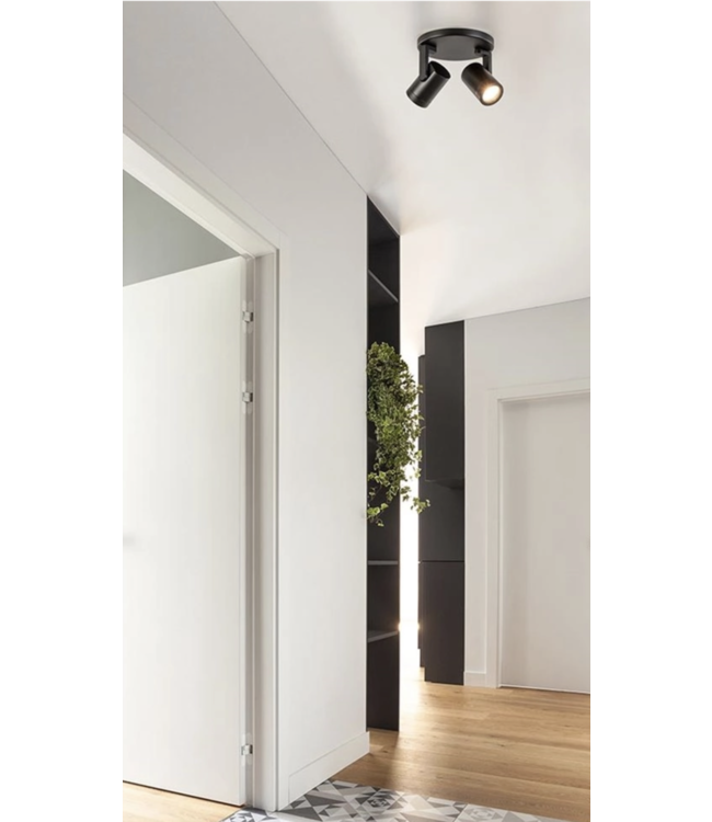 strakke 2 lichts spot -17cm- zwart