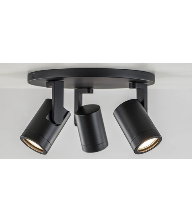 Strakke mat zwarte 3 lichts spot -25cm