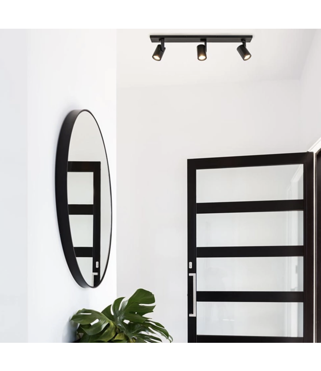 langwerpige mat zwarte 3 lichts led spot-65cm