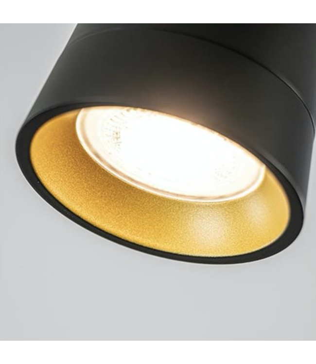 Strakke ronde 3 lichts spot zwart-goud