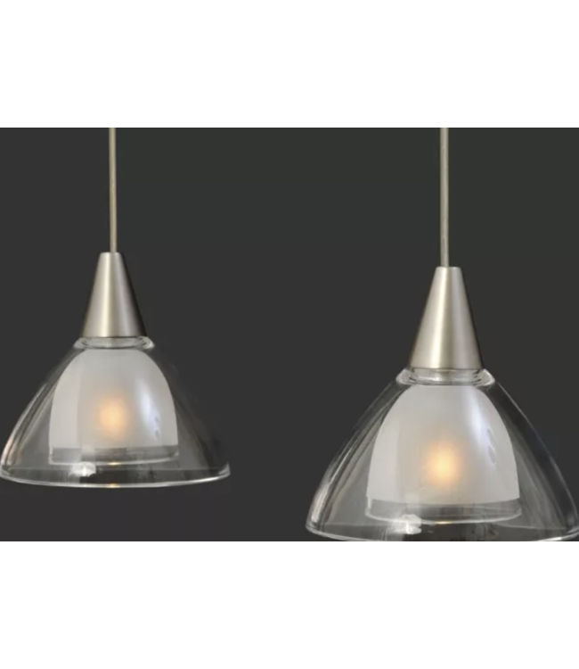 4 lichts hanglamp dubbel glas LED met DTW -100-RVS