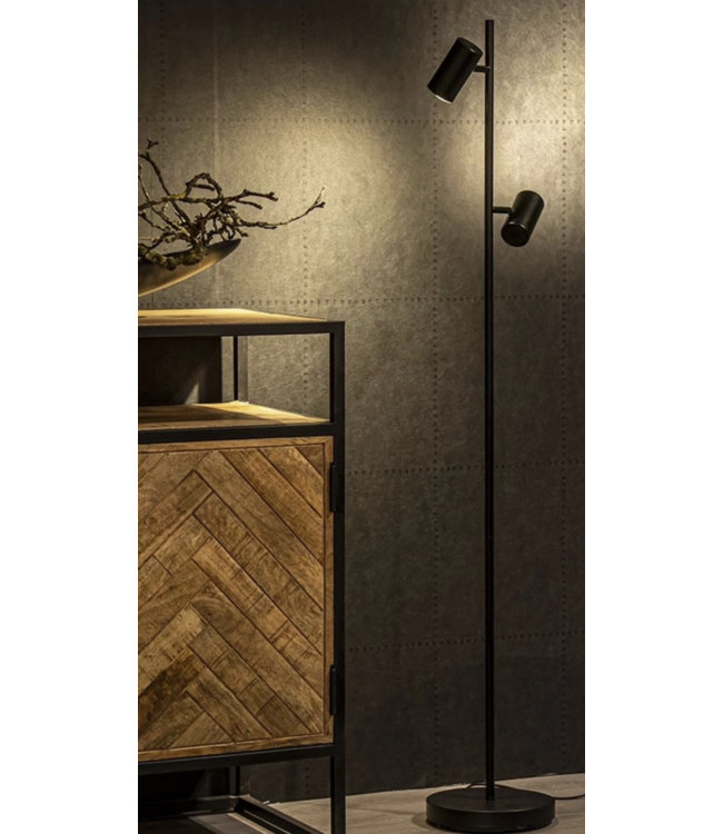 Moderne dubbele leeslamp met 3 standen en een ronde kop - Zwart