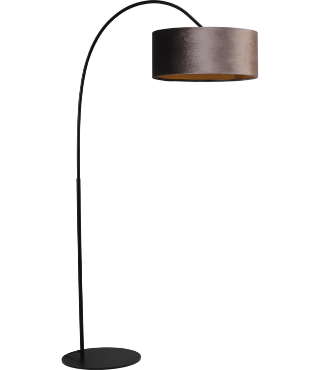 Zwarte korte booglamp met Artik brown velours kap