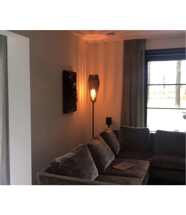 Vloerlamp H190cm diamant smoke glas-zwart-dimbaar