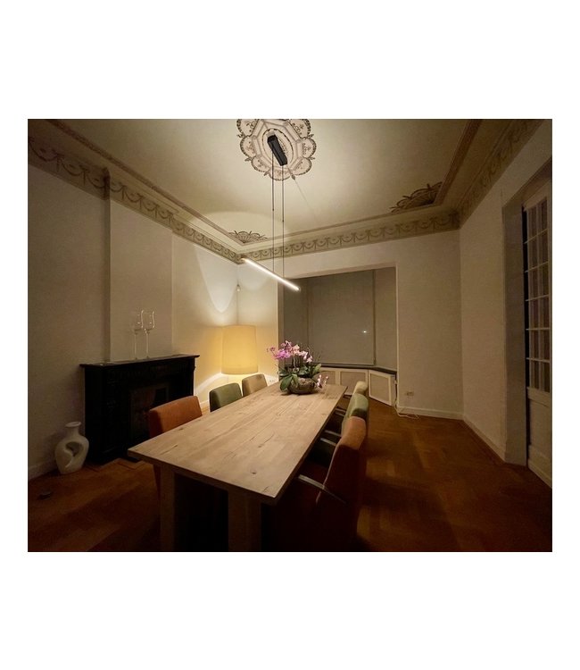 Platte ledlamp 2700K met design uitstraling up/downlight -130cm -Mat Zwart/gold leaf