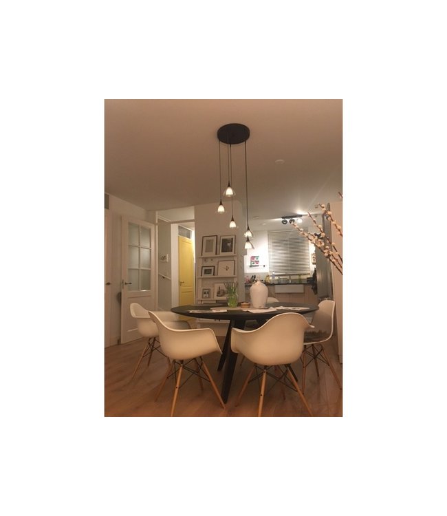 Stijlvolle 5 lichts led hanglamp DTW met dubbel glas -130cm-zwart