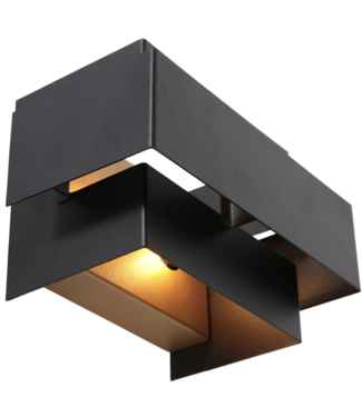 Moderne strakke wandlamp zwart met goud