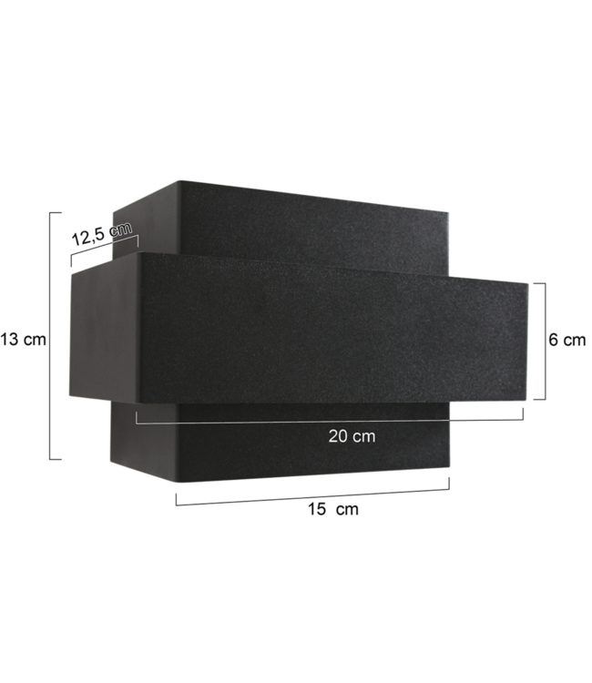 Moderne strakke wandlamp zwart met goud van binnen 20cm