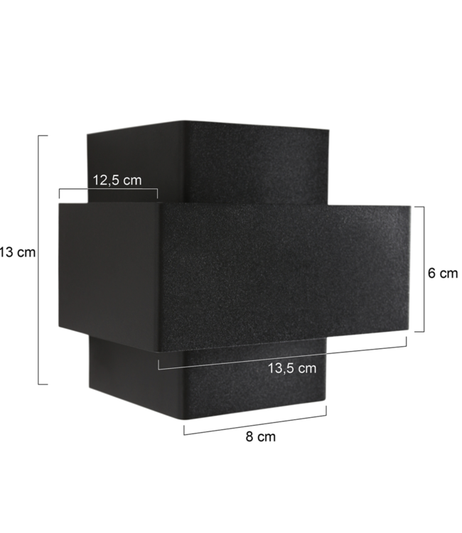 Moderne strakke wandlamp zwart met goud van binnen 13.5cm - Copy