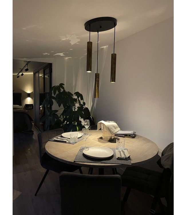 4 lichts hanglamp met strakke vormgeving -100cm- Zwart