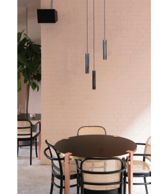 Strakke 3 lichts hanglamp met minimalistische kokers -35cm- Zwart