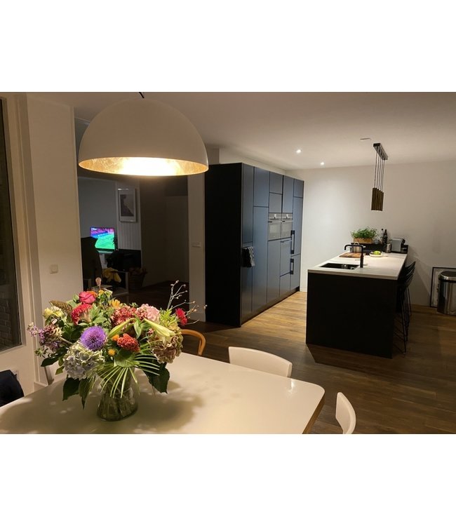 Strakke 3 lichts hanglamp met minimalistische kokers -35cm- Zwart