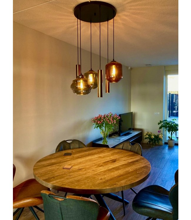 Strakke 3 lichts hanglamp met minimalistische kokers -35cm- Zwart