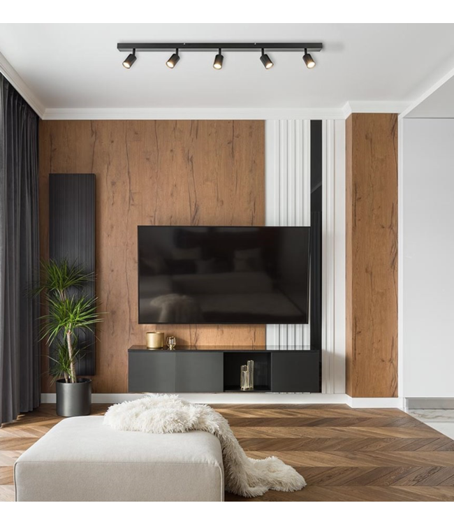 Maatwerk spot 5lichts spots verstelbaar -130cm- mat Zwart