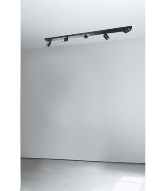 Maatwerk spot 5lichts spots verstelbaar -130cm- mat Zwart