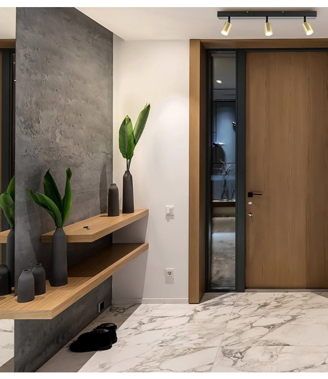 Spot 3lichts verstelbaar -70cm- mat Zwart & Goud