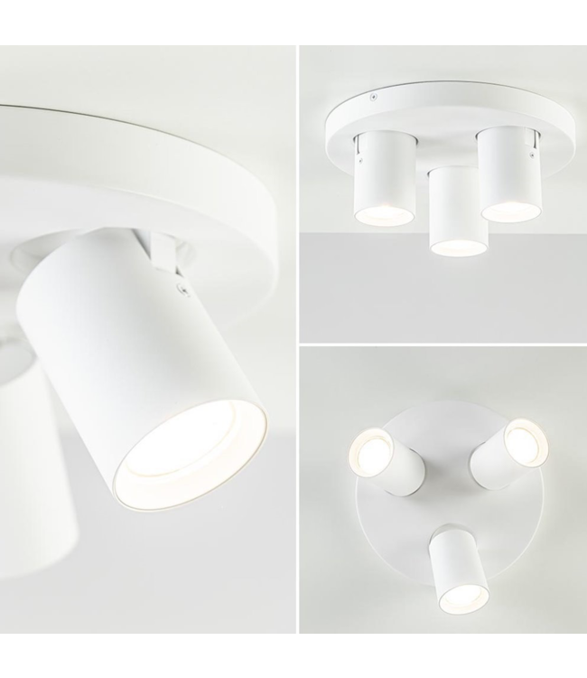 Strakke badkamerspot rond wit 3 lichts