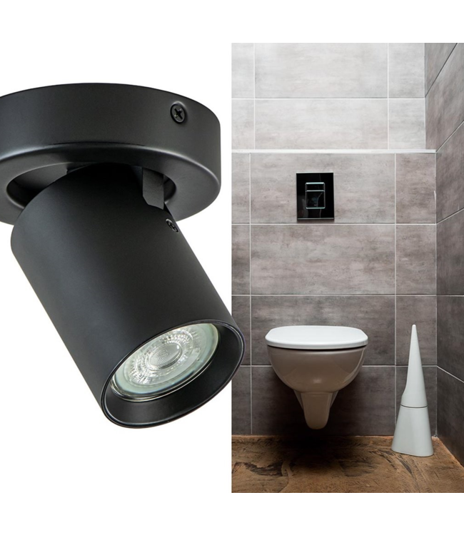 Strakke badkamerspot zwart ip44
