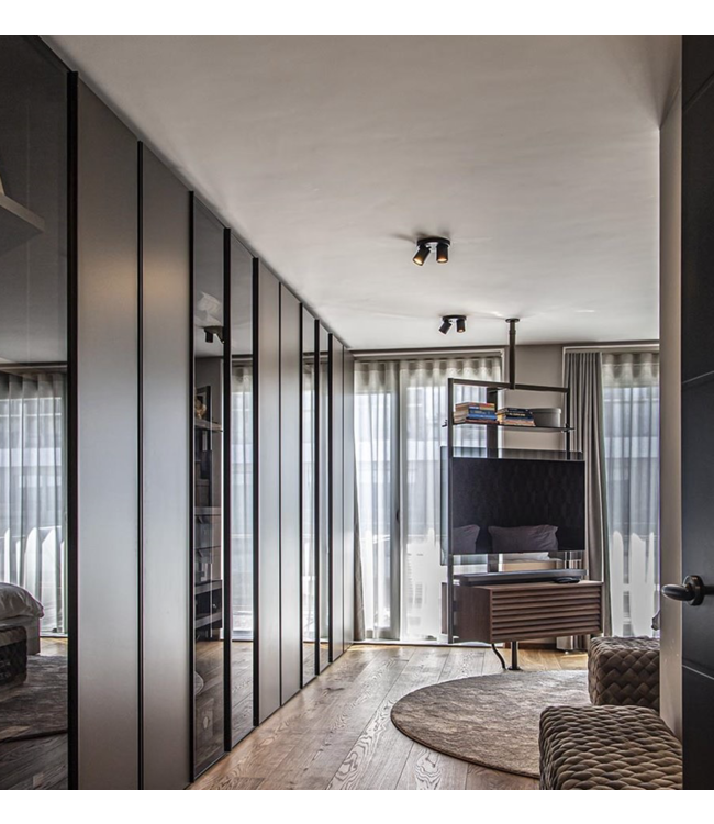 strakke 2 lichts spot op ronde plaat zwart