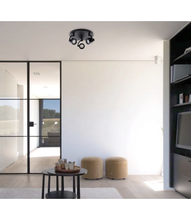 Mat zwarte spot 3 lichts plat rond excl gu10