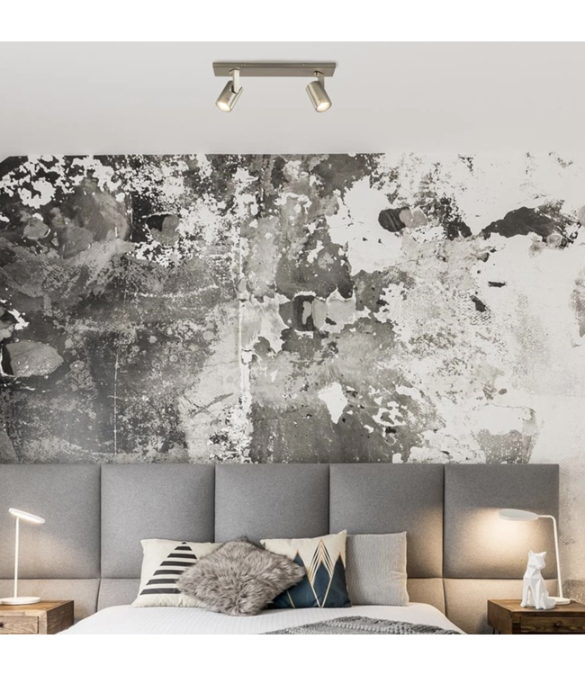 Langwerpige 2 lichts RVS spot-40cm