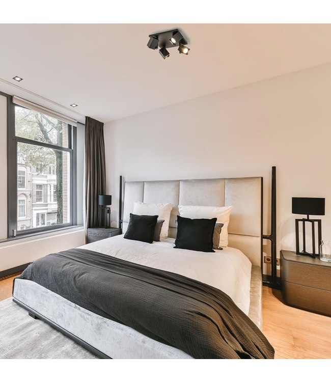 Vierkanten mat zwarte 4 lichts led spot-