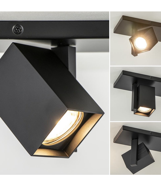 Vierkanten mat zwarte 4 lichts led spot-