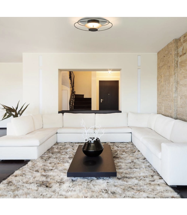 Plafondlamp in 3 lagen zwart goud indirect -52cm